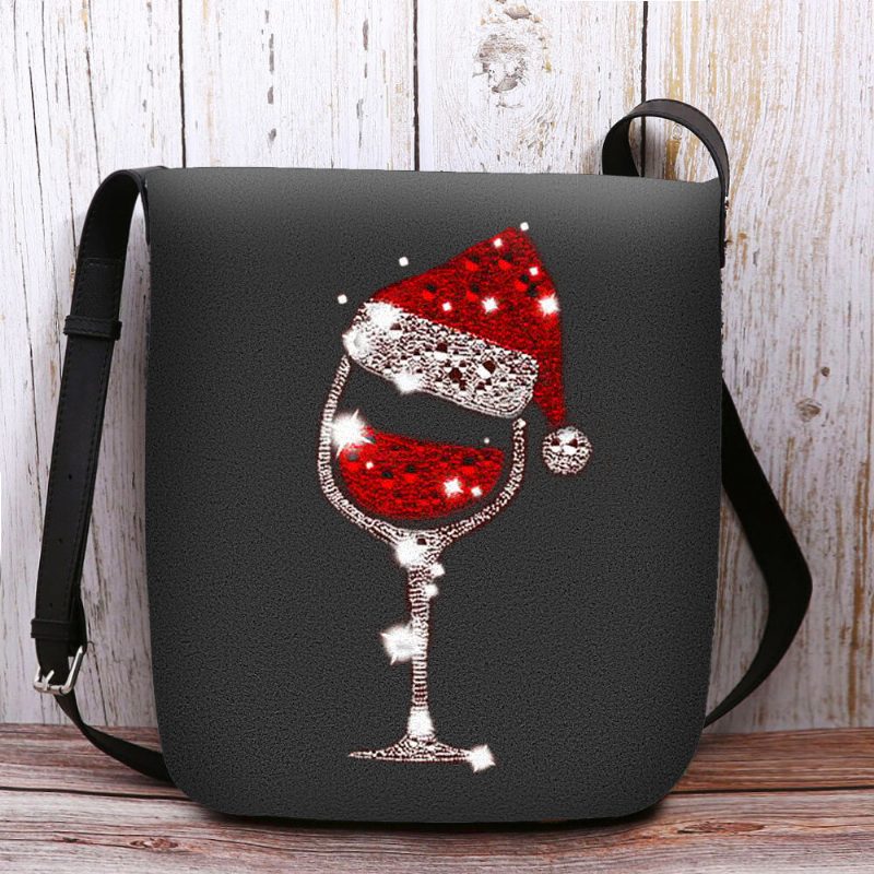 Dame Filt Dame Julelue Glass Cup Uformell Utendørs Crossbody Vesker Skulderveske