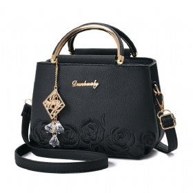 Dame Imitert Skinn Blomster Parttern Dame Skulderveske Crossbody Tote Håndvesker