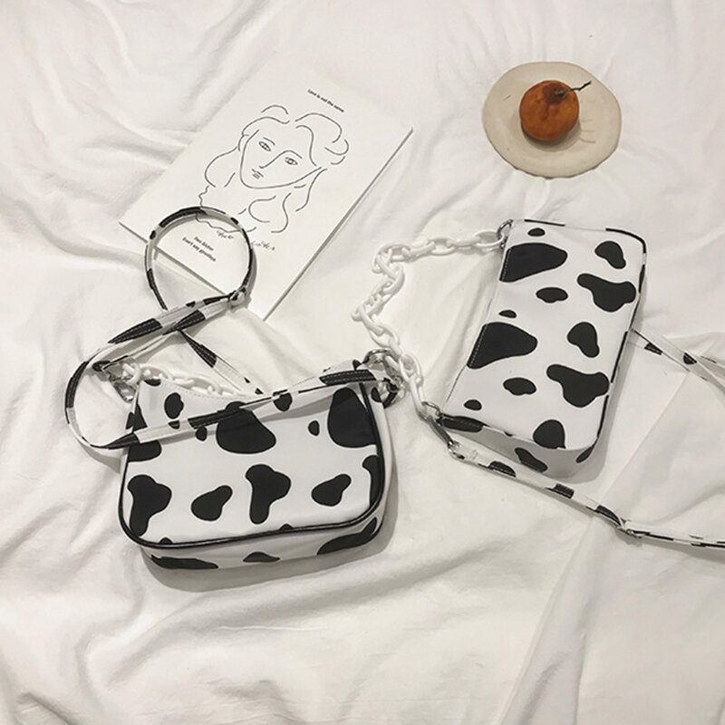 Dame Milk Pattern Chain Shoulder Crossbody Bag