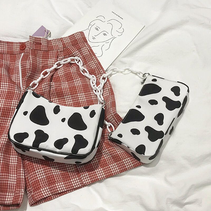 Dame Milk Pattern Chain Shoulder Crossbody Bag