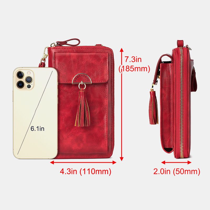 Dame Rfid Anti-tyveri Multifunksjon Dusk Dekor Crossbody Vesker Multi-kortspor Lommebok Clutch Veske Telefonveske