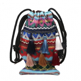 Dame Straw Bohemian Stilig Fish Tassel Design Crossbody Vesker Mote Vintage Skulderveske Med Snøring