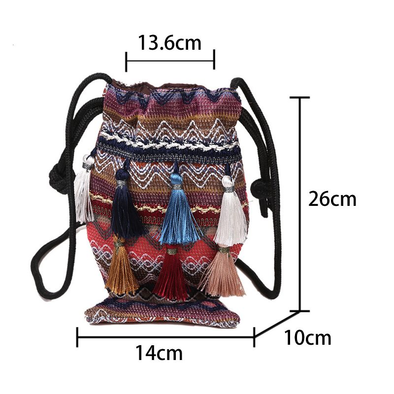 Dame Straw Bohemian Stilig Fish Tassel Design Crossbody Vesker Mote Vintage Skulderveske Med Snøring