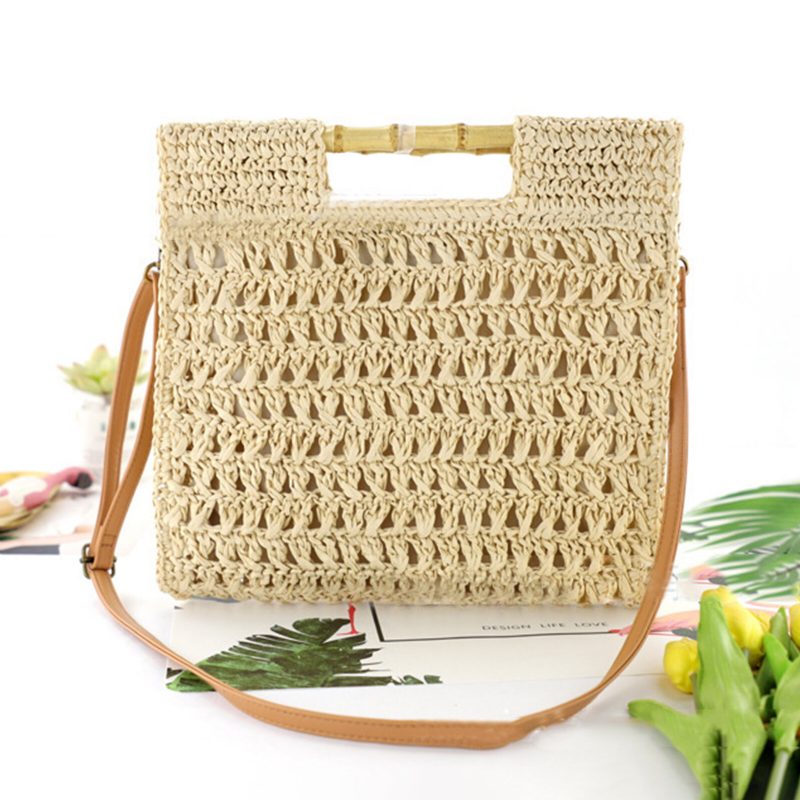 Dame Straw Elegant Holiday Crossbody Vesker Cabriolet Strap Casual Beach Sweet Handbag