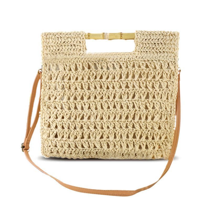 Dame Straw Elegant Holiday Crossbody Vesker Cabriolet Strap Casual Beach Sweet Handbag