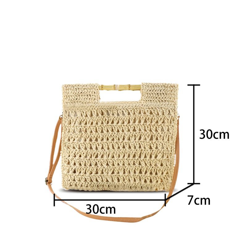 Dame Straw Elegant Holiday Crossbody Vesker Cabriolet Strap Casual Beach Sweet Handbag