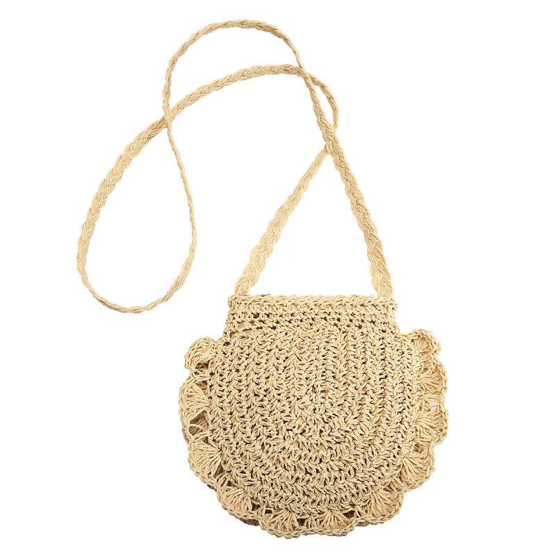 Dame Straw Holiday Lettvekt Crossbody Vesker Elegant Bohemian Style Lace Straw Bag