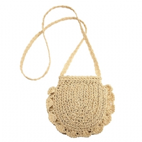 Dame Straw Holiday Lettvekt Crossbody Vesker Elegant Bohemian Style Lace Straw Bag