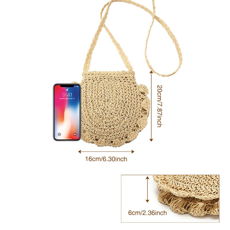 Dame Straw Holiday Lettvekt Crossbody Vesker Elegant Bohemian Style Lace Straw Bag