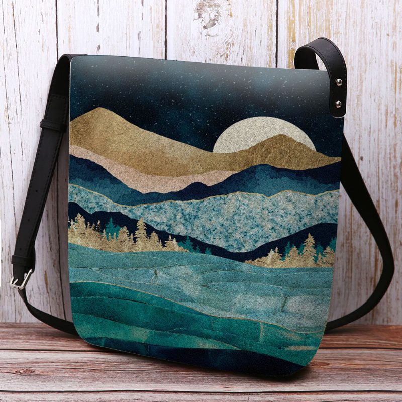 Damefilt Mountain Treetop Landscape Print Vesker Crossbody Vesker Skulderveske