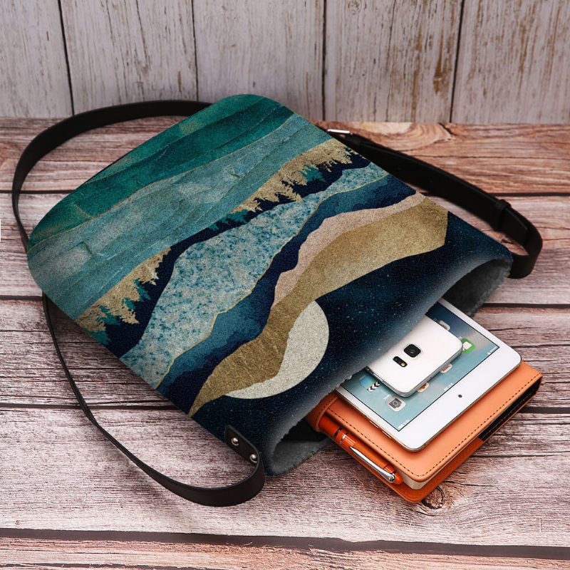 Damefilt Mountain Treetop Landscape Print Vesker Crossbody Vesker Skulderveske