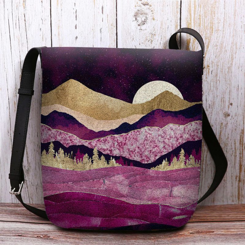 Damefilt Mountain Treetop Landscape Print Vesker Crossbody Vesker Skulderveske