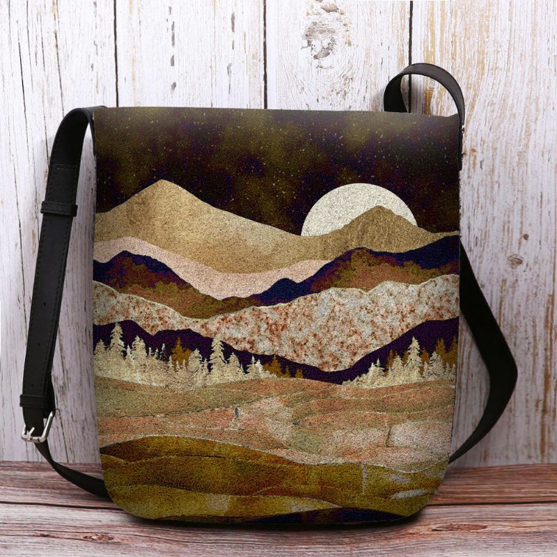 Damefilt Mountain Treetop Landscape Print Vesker Crossbody Vesker Skulderveske