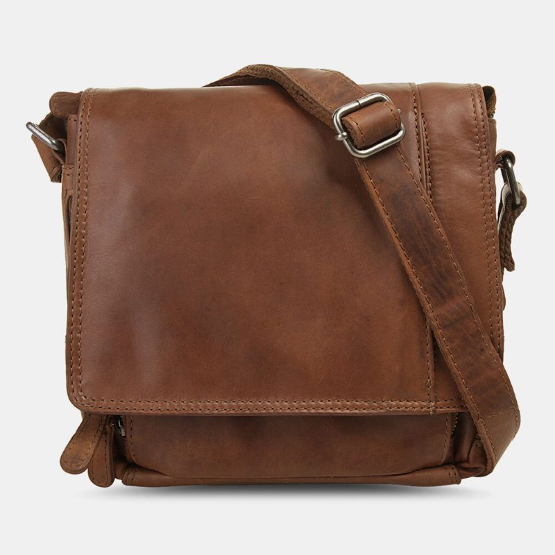 Ekphero Menn Vanntett Flerlags Glidelås Crossbody Vesker Kunstlær Myk Messenger Vesker Anti-tyveri Sling Bag