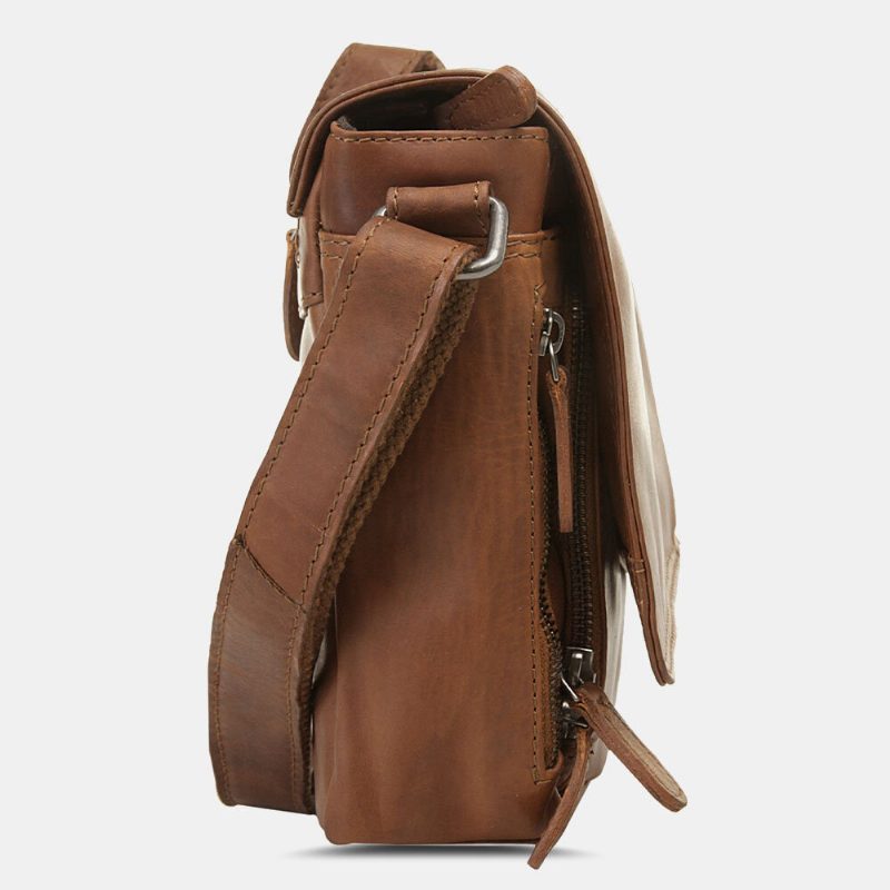 Ekphero Menn Vanntett Flerlags Glidelås Crossbody Vesker Kunstlær Myk Messenger Vesker Anti-tyveri Sling Bag