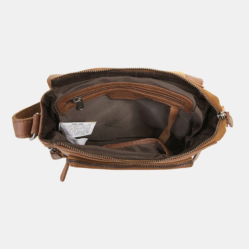 Ekphero Menn Vanntett Flerlags Glidelås Crossbody Vesker Kunstlær Myk Messenger Vesker Anti-tyveri Sling Bag