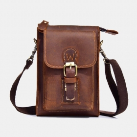 Ekte Lær For Menn Vintage Multifunksjonell Crossbody-veske Slitesterk Belteløkke Midje Daglig Belteveske