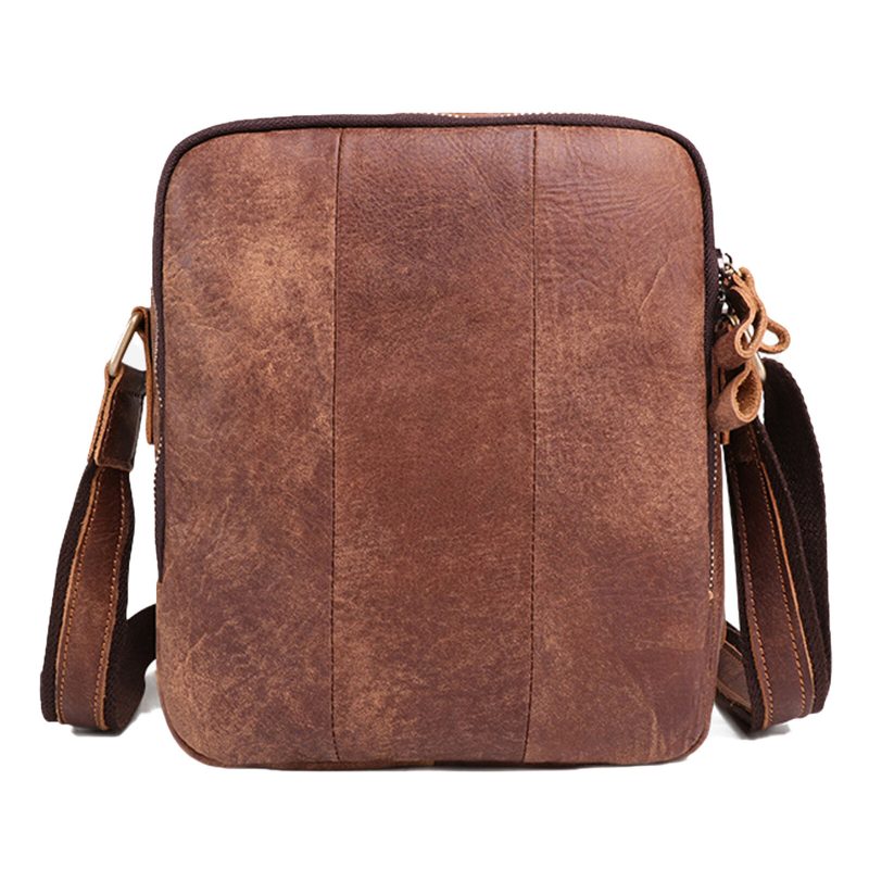 Ekte Lær For Menn Vintage Slitesterk Crossbody-veske Med Stor Kapasitet Innvendig Rom Casual Business Bag