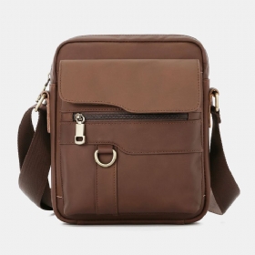 Ekte Lær Menn Med Stor Kapasitet Vintage Casual 6.5 Tommers Telefonveske Crossbody-veske Skulderveske Messenger-koffert