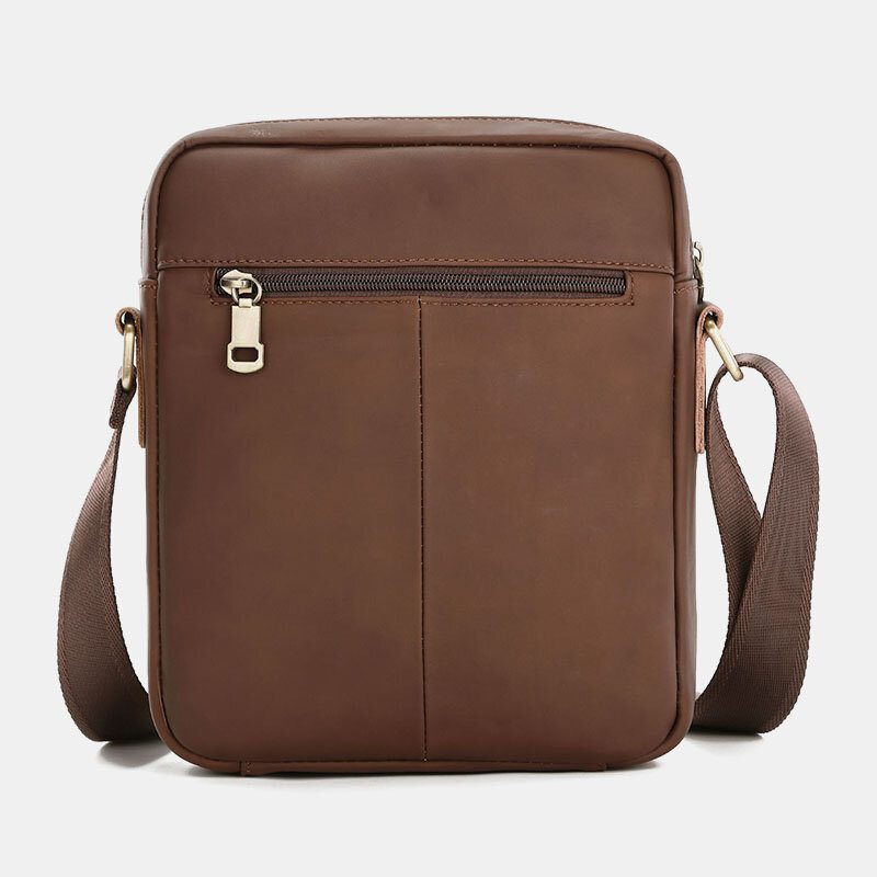 Ekte Lær Menn Med Stor Kapasitet Vintage Casual 6.5 Tommers Telefonveske Crossbody-veske Skulderveske Messenger-koffert