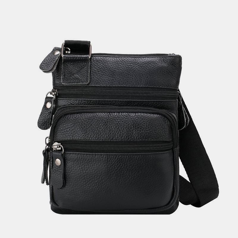 Ekte Skinn For Menn Med Stor Kapasitet Vanntett Slitesterk Crossbody-veske