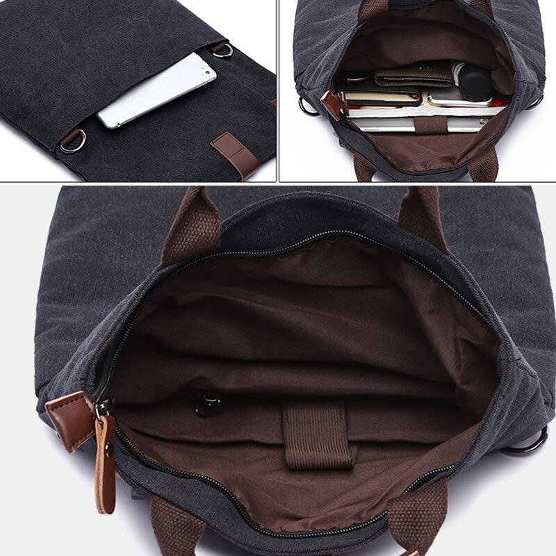 Herre Canvas Anti-tyveri Vannbestandig Vintage Messenger Vesker Skulderveske Crossbody Vesker Håndveske