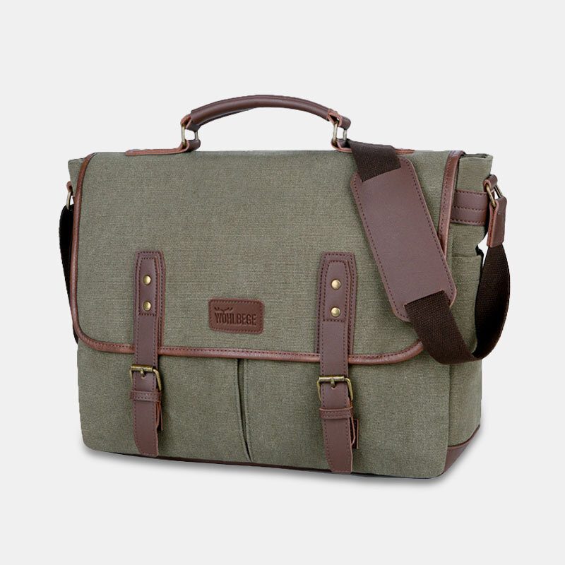 Herre Canvas Multi-lomme Slitebestandig Vintage Business Messenger Vesker Laptop Vesker Crossbody Vesker Håndveske