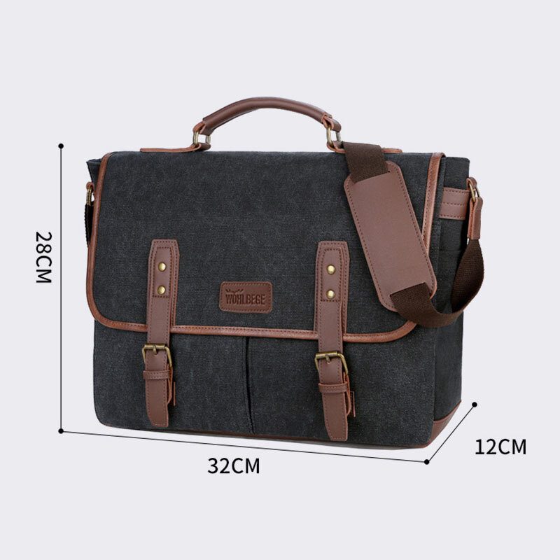 Herre Canvas Multi-lomme Slitebestandig Vintage Business Messenger Vesker Laptop Vesker Crossbody Vesker Håndveske