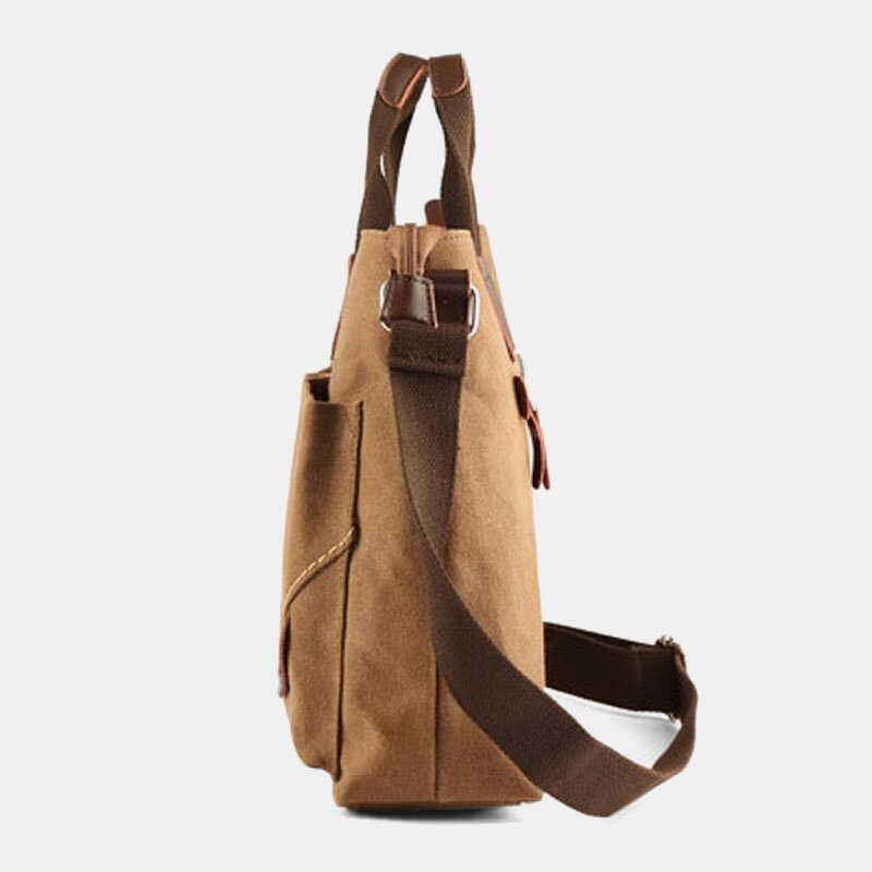 Herre Canvas Multi-lomme Slitesterke Crossbody-vesker Retro Casual Stor Kapasitet Glidelås Skulderveske Håndveske