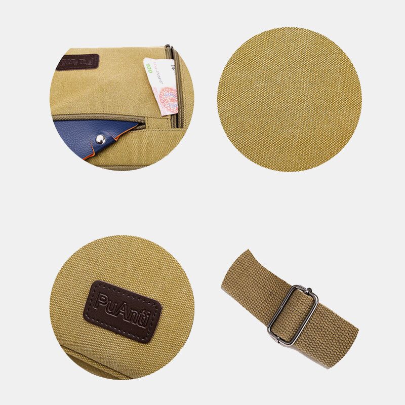 Herre Canvas Multipocket Crossbody-veske Med Stor Kapasitet