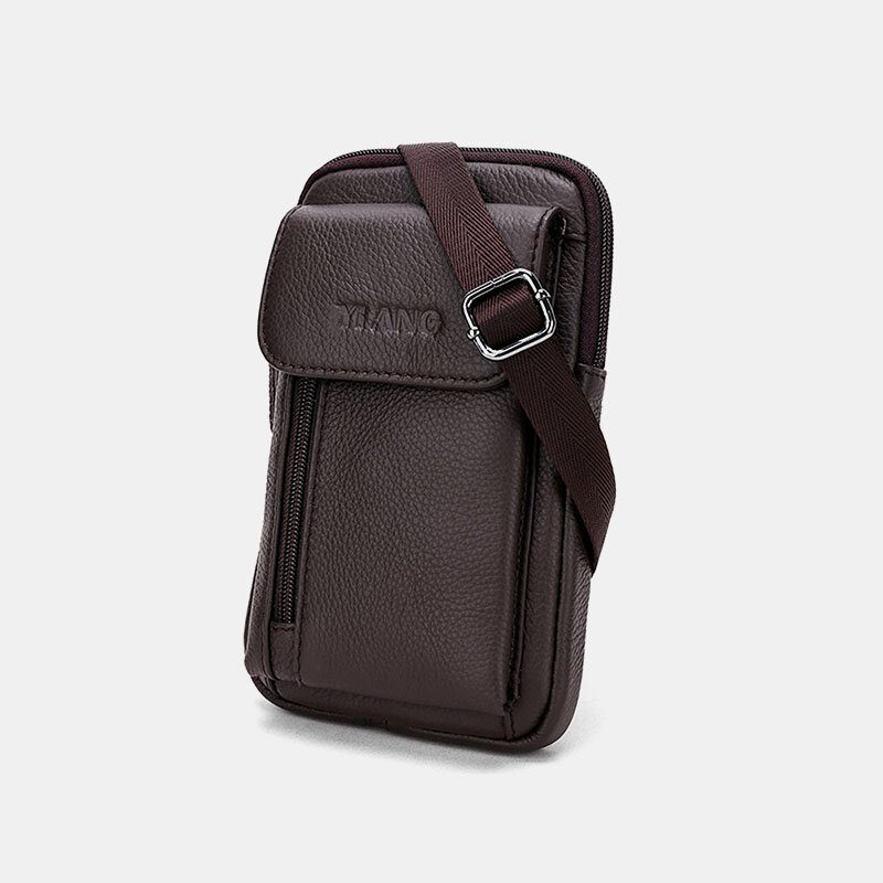 Herre Ekte Skinn 6.3 Tommers Telefonholder Belteveske Crossbody-veske