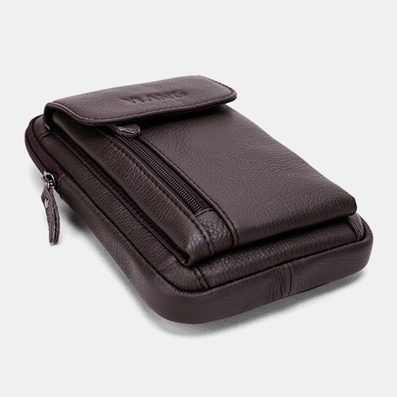 Herre Ekte Skinn 6.3 Tommers Telefonholder Belteveske Crossbody-veske