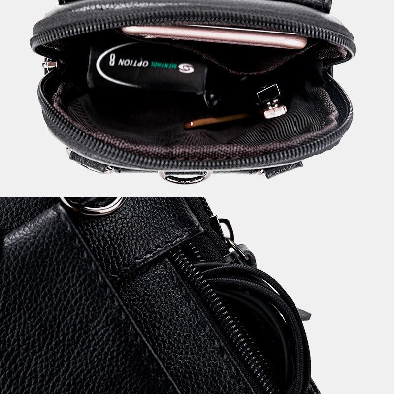 Herre Ekte Skinn 6.3 Tommers Telefonholder Belteveske Crossbody-veske