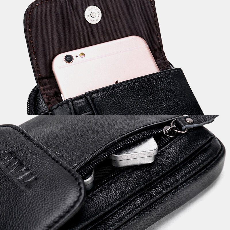 Herre Ekte Skinn 6.3 Tommers Telefonholder Belteveske Crossbody-veske