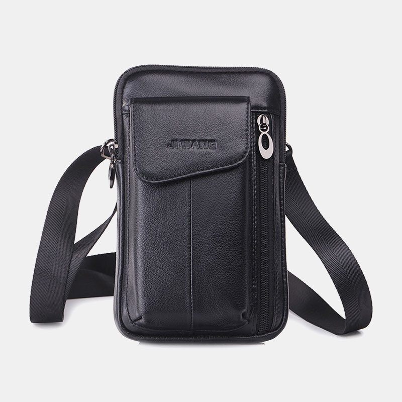 Herre Ekte Skinn 6.5 Tommer Telefonveske Midjeveske Belteveske Crossbody-veske