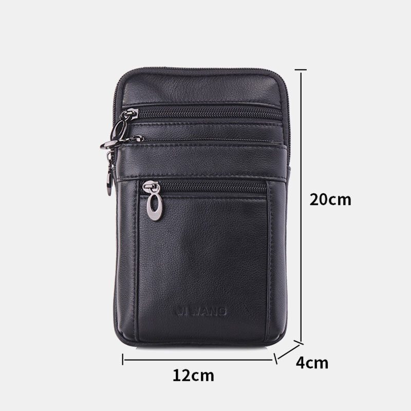 Herre Ekte Skinn 7 Tommer Telefonveske Midjeveske Belteveske Skulderveske Crossbody-veske