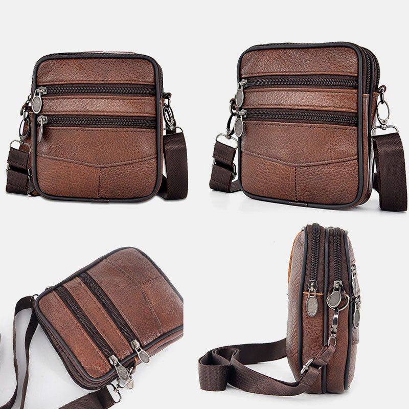 Herre Ekte Skinn Business Multi-carry Crossbody Vesker Med Stor Kapasitet