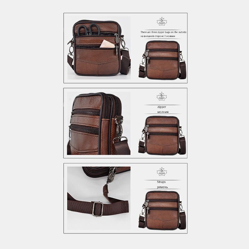 Herre Ekte Skinn Business Multi-carry Crossbody Vesker Med Stor Kapasitet