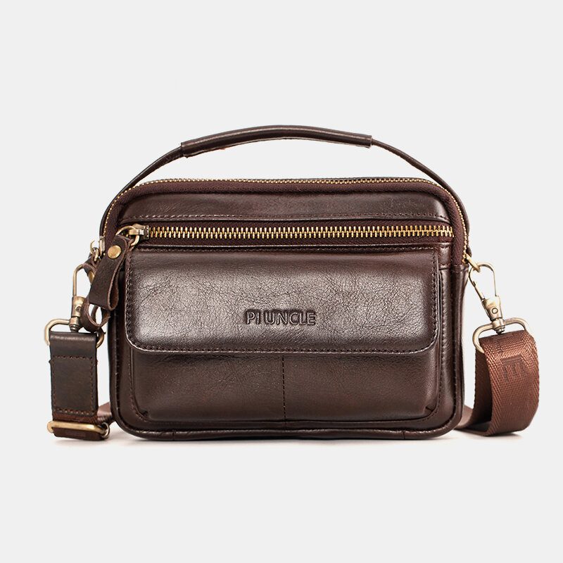 Herre Ekte Skinn Multifunksjon Multi-bære 6.5 Tommer Telefonveske Crossbody Vesker Midjeveske