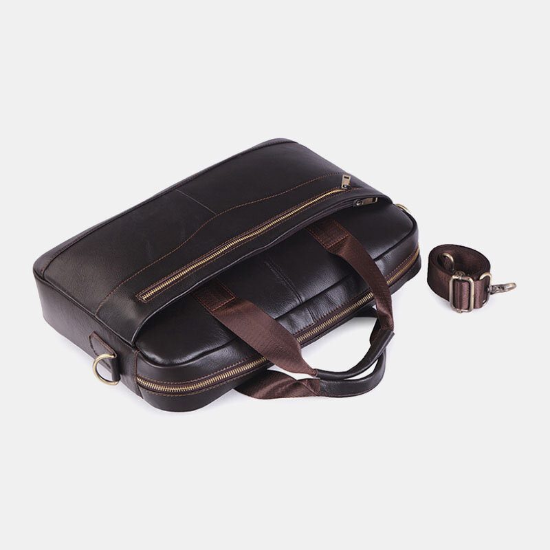 Herre Ekte Skinn Multifunksjon Retro Veske Med Stor Kapasitet Cross Body Veske