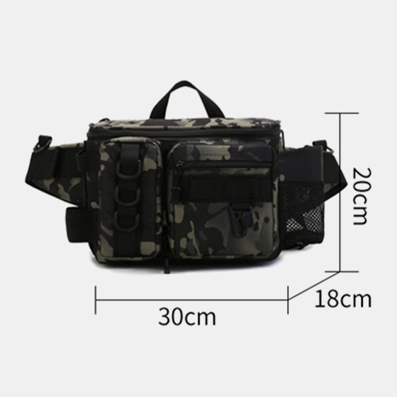 Herre Fish Vesker Multi-lommer Outdoor Tactical Vesker Crossbody Vesker Midjeveske Oxford Camo Pattern