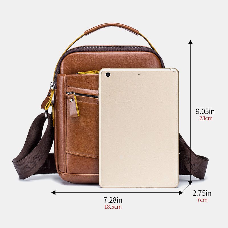 Herre Første Lag Kuskinn Anti-tyveri Crossbody Vesker Multifunksjonell Slitebestandig Messenger Bag Håndveske Med Stor Kapasitet