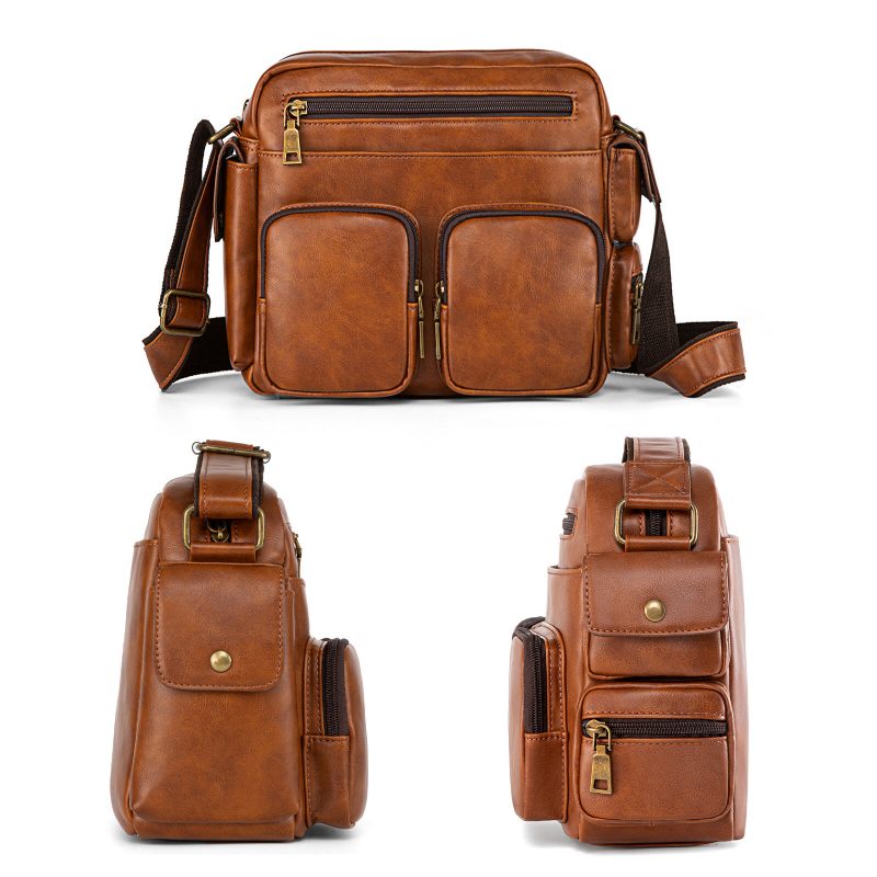 Herre Kunstskinn Multi-rom Stor Kapasitet Crossbody Vesker Business Casual Glidelås Skulder Messenger Bag