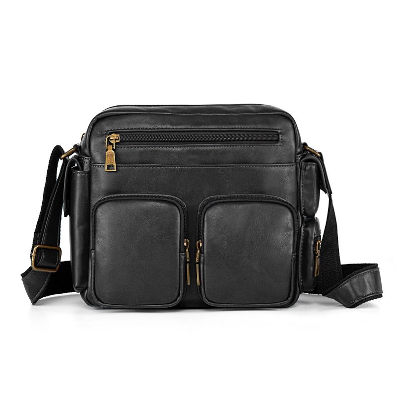 Herre Kunstskinn Multi-rom Stor Kapasitet Crossbody Vesker Business Casual Glidelås Skulder Messenger Bag