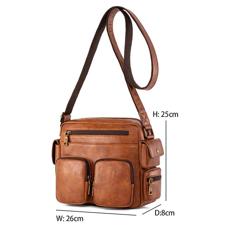 Herre Kunstskinn Multi-rom Stor Kapasitet Crossbody Vesker Business Casual Glidelås Skulder Messenger Bag