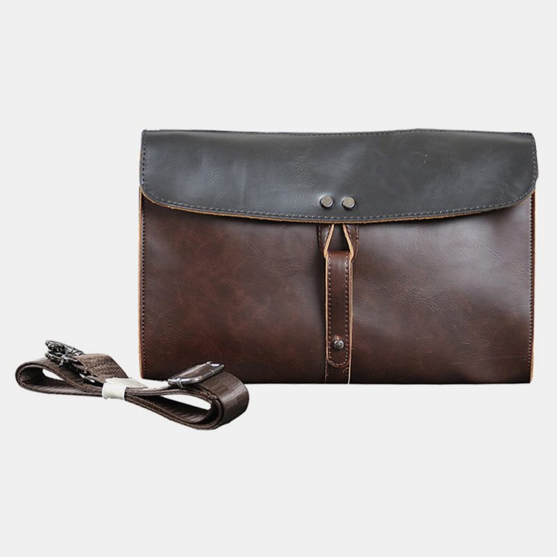 Herre Kunstskinn Vintage Crossbody-veske Med Stor Kapasitet 13.3 Tommers Bærbar Innvendig Veske