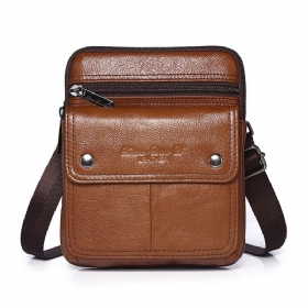 Herre Kuskinn Multi-rom Glidelås Skulderveske Crossbody Vesker Outdoor Casual Vintage Messenger Bag