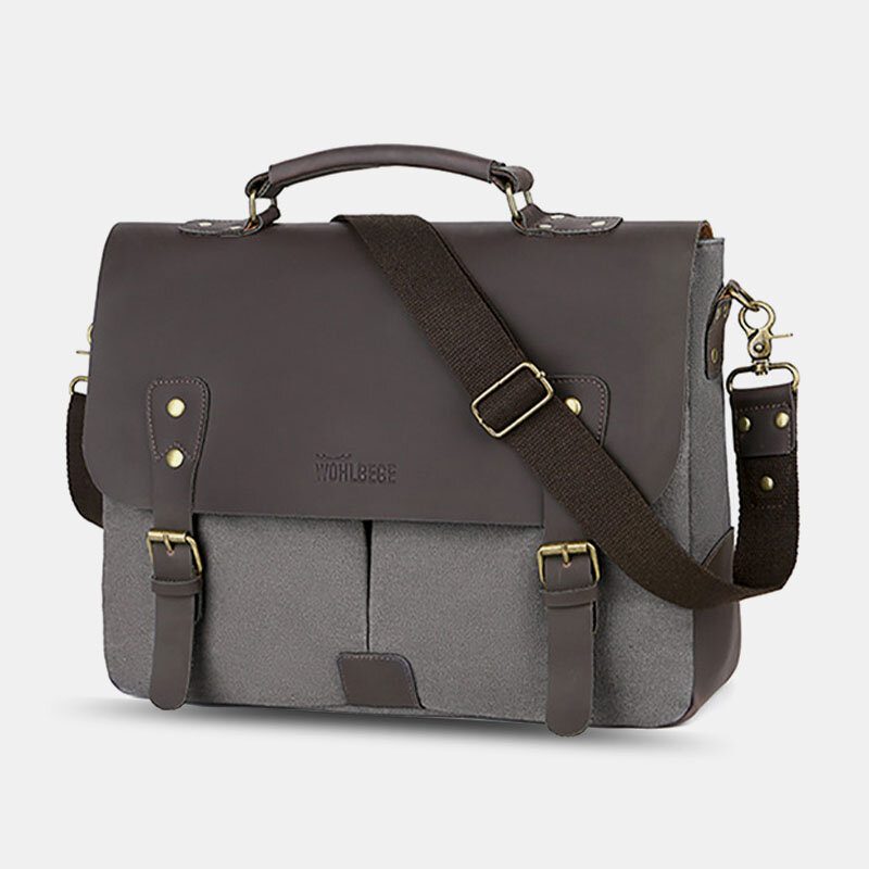 Herre Lerret Stor Kapasitet Deksel Glidelås Vintage Business Messenger Vesker Laptop Vesker Crossbody Vesker Håndveske