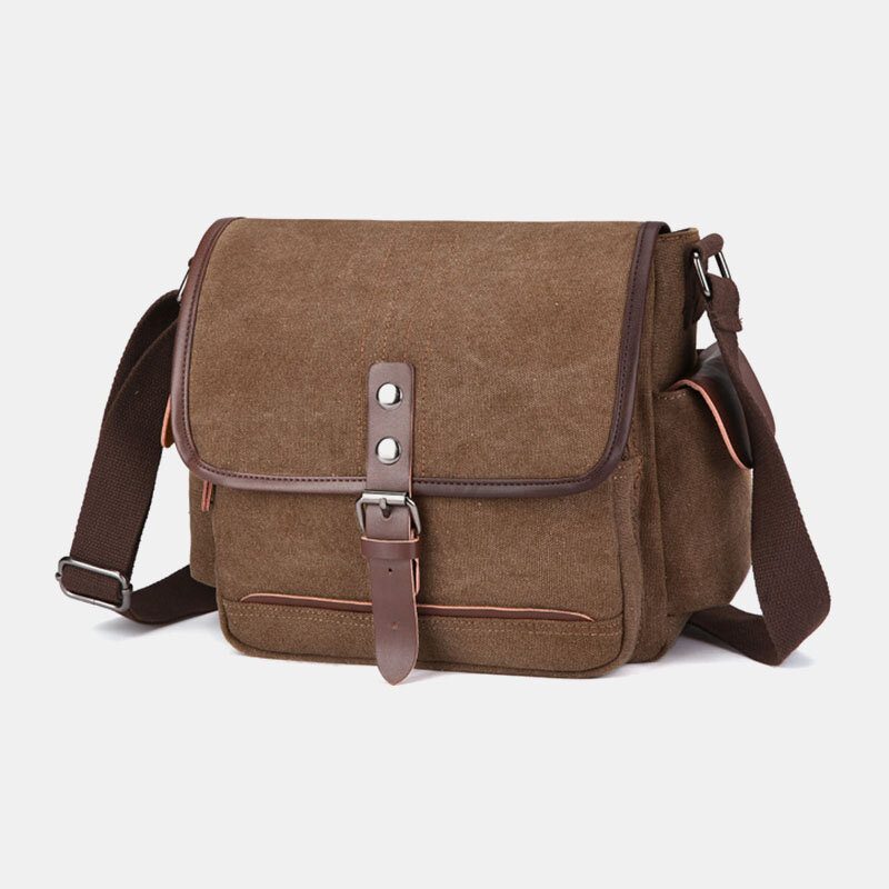 Herre Lerret Stor Kapasitet Vanntett Vintage Bærbar Messenger Vesker Skulderveske Crossbody Bag