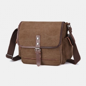 Herre Lerret Stor Kapasitet Vanntett Vintage Bærbar Messenger Vesker Skulderveske Crossbody Bag